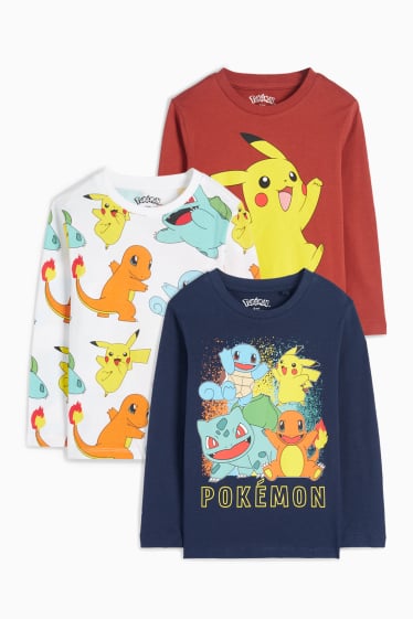 Copii - Băieți - Multipack 3 buc. - Pokémon - tricou cu mânecă lungă - albastru închis