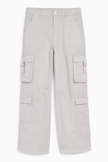 Copii - Fete - Pantaloni cargo - gri deschis