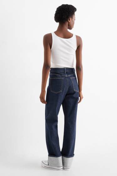 Femei - Baggy jeans - talie medie - denim-albastru închis