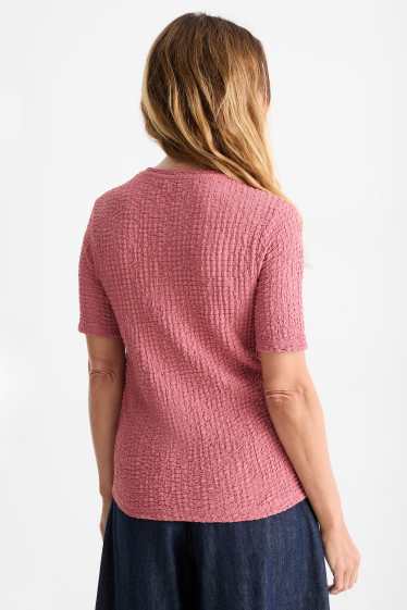 Femei - Tricou - regular fit - structurat - roz închis