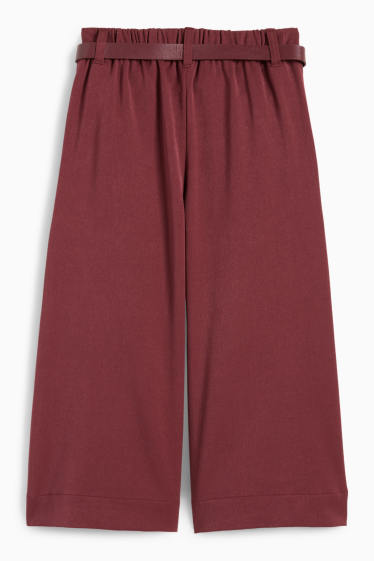 Copii - Fete - Pantaloni de stofă cu curea - bordo
