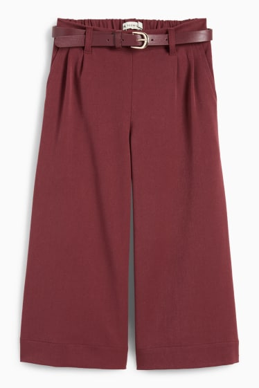 Copii - Fete - Pantaloni de stofă cu curea - bordo