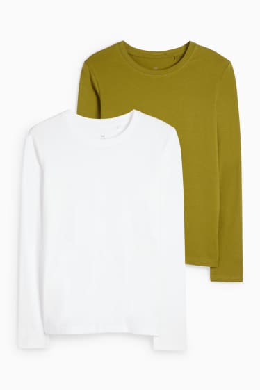 Femei - Multipack 2 buc. - tricou cu mânecă lungă  - verde închis / alb