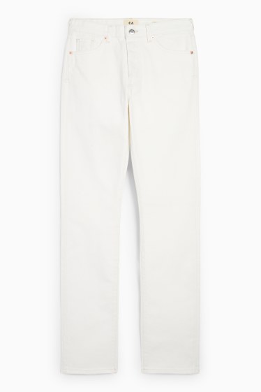 Femei - Vintage straight jeans - talie medie - LYCRA® - alb