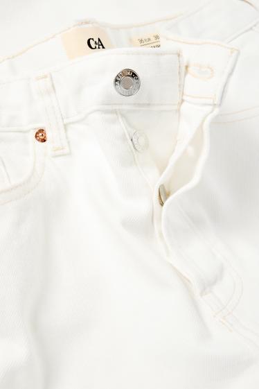 Femei - Vintage straight jeans - talie medie - LYCRA® - alb