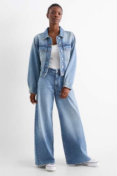 Femei - Wide leg jeans - talie joasă - denim-albastru