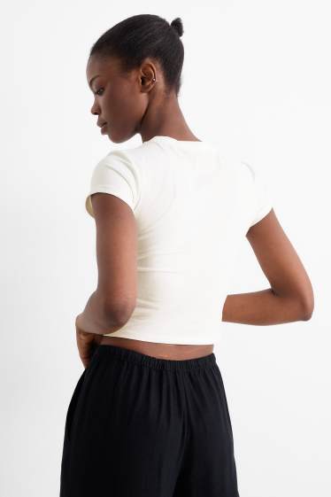 Femei - Tricou crop - alb