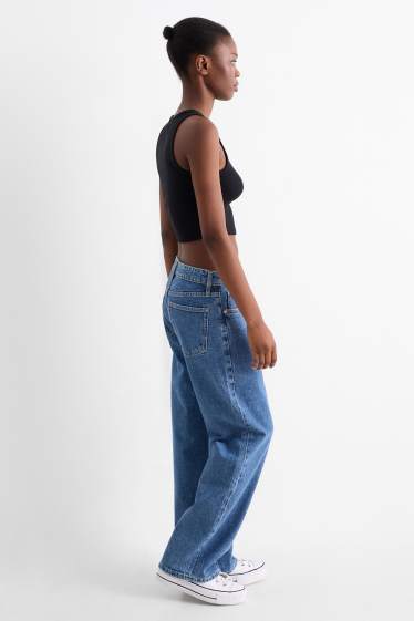 Femei - Baggy jeans - talie medie - denim-albastru