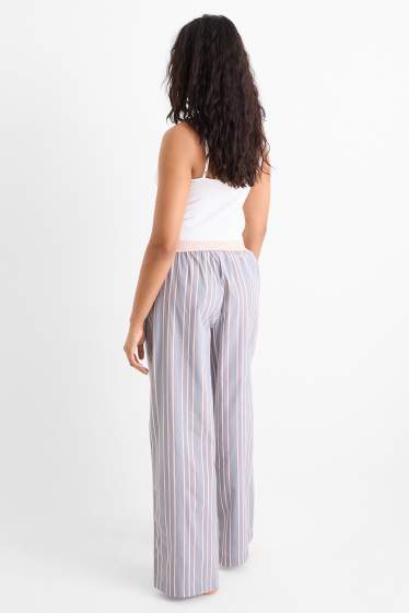 Femei - Pantaloni de pijama - cu dungi - albastru deschis