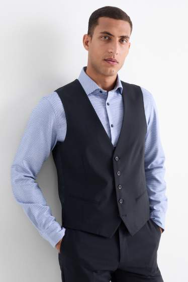 Bărbați - Vestă - regular fit - Flex - amestec din lână pură - albastru închis