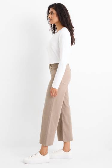 Femei - Crop wide leg jeans - talie medie - denim-gri