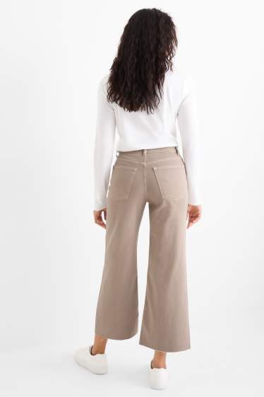 Femei - Crop wide leg jeans - talie medie - denim-gri