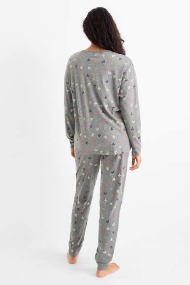 Dámské - Pyžamo - se vzorem - šedá-žíhaná