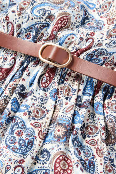 Copii - Fete - Rochie cu curea - cu model - albastru