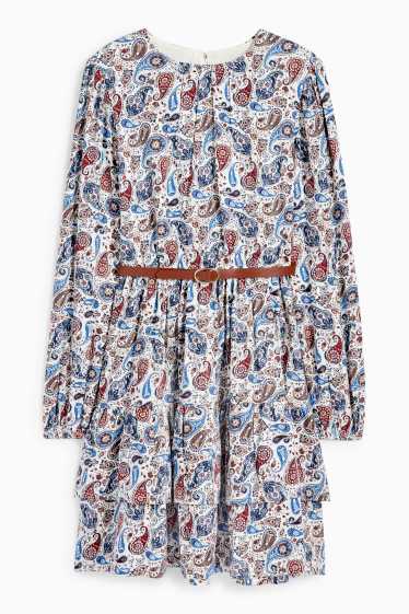 Copii - Fete - Rochie cu curea - cu model - albastru