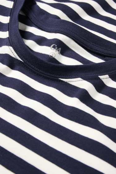 Dames - Longsleeve - gestreept - donkerblauw / wit