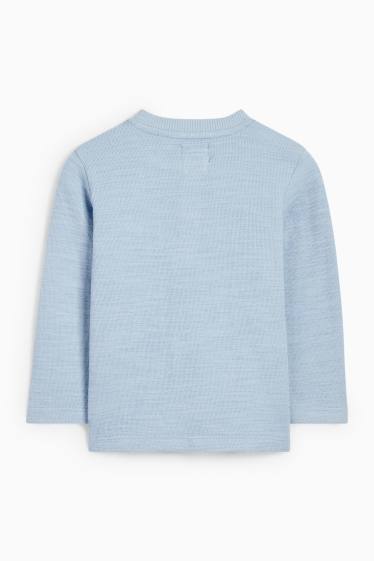 Bebeluși - băieți - Tricou cu mânecă lungă bebeluși - structurat - albastru deschis