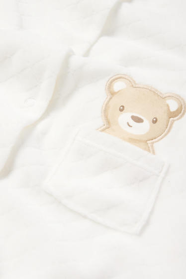 Unisex - Ursuleți - pijama salopetă bebeluși - structurată - alb