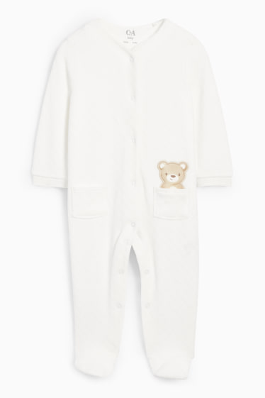 Unisex - Ursuleți - pijama salopetă bebeluși - structurată - alb