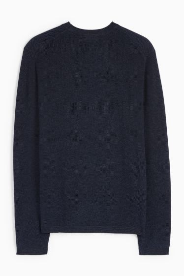 Uomo - Maglione - tessuto tramato - blu scuro