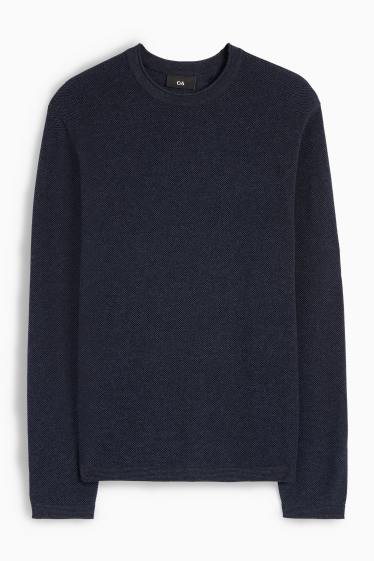 Uomo - Maglione - tessuto tramato - blu scuro