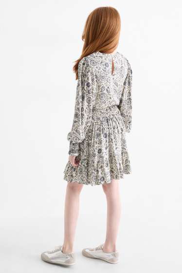 Copii - Fete - Rochie - cu flori - albastru / alb