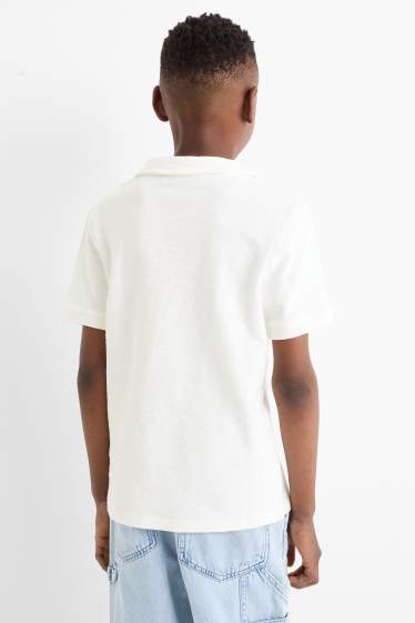 Copii - Băieți - Tricou polo - structurat - alb
