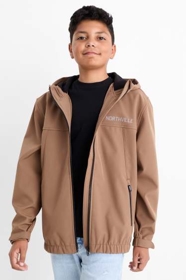 Copii - Băieți - Geacă softshell cu glugă - impermeabilă - maro
