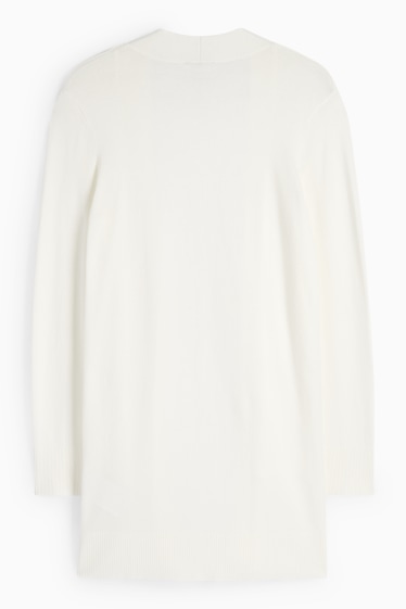 Femei - Cardigan tricotat lung - alb