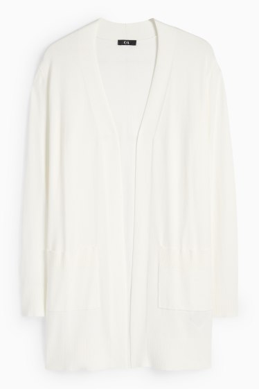 Femei - Cardigan tricotat lung - alb