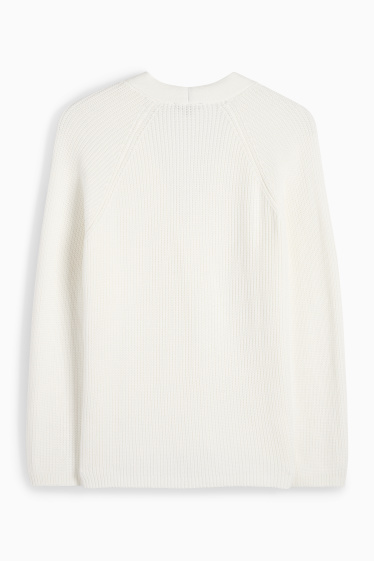 Femei - Cardigan tricotat - reiat - alb