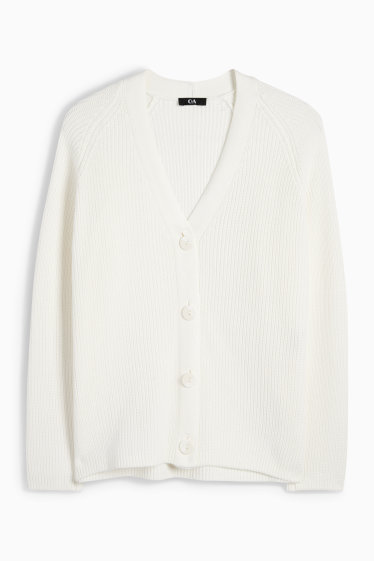 Femei - Cardigan tricotat - reiat - alb
