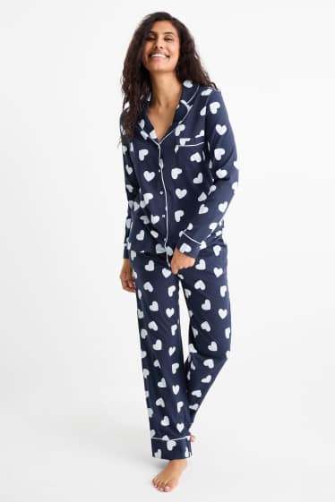 Femei - Pijama - cu model - albastru închis