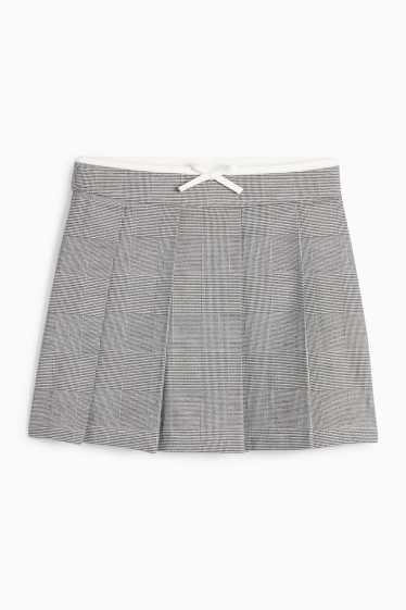 Children Girls - Skirt - check - white / black