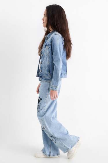 Copii - Fete - Graffiti - wide leg jeans - denim-albastru deschis