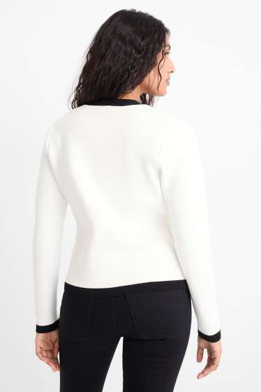Femei - Cardigan tricotat - negru / alb