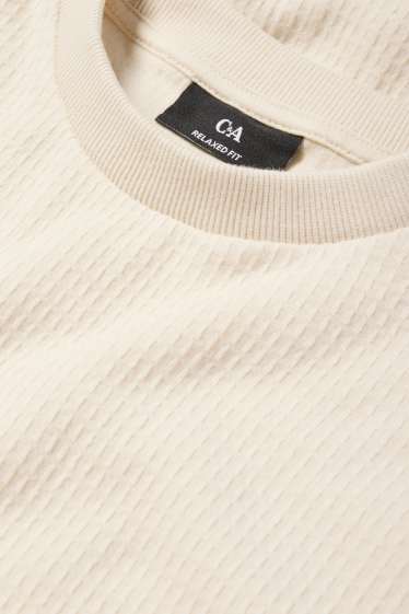 Bărbați - Tricou - relaxed fit - structurat - alb-crem