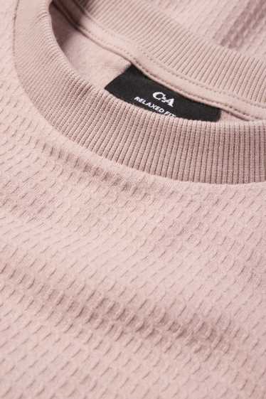 Hommes - T-shirt - relaxed fit - texturé - beige clair