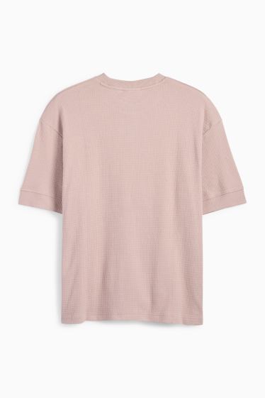Hommes - T-shirt - relaxed fit - texturé - beige clair