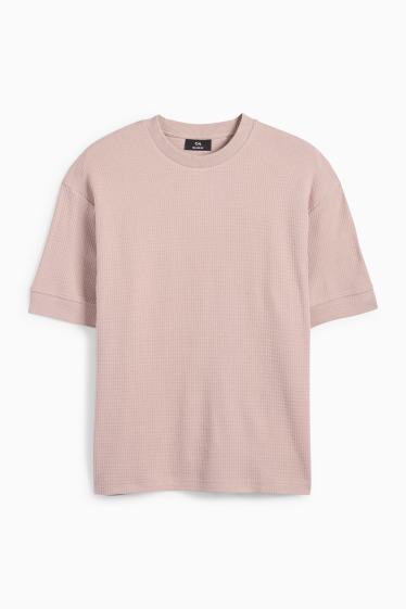 Hommes - T-shirt - relaxed fit - texturé - beige clair