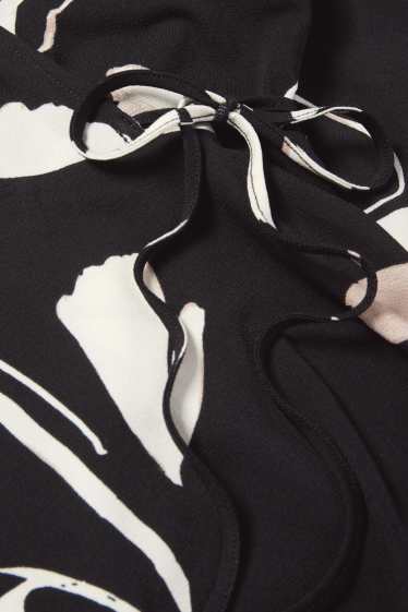 Femei - Rochie petrecută - cu flori - negru / alb
