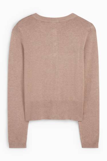 Femei - Cardigan tricotat - maro deschis