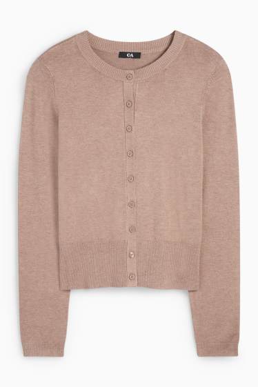 Femei - Cardigan tricotat - maro deschis