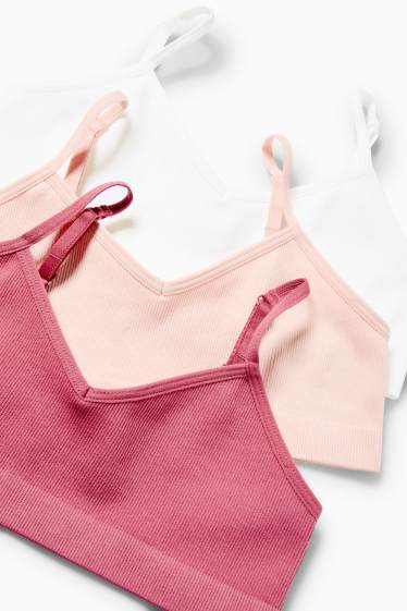 Children Girls - Multipack of 3 - bralette - ribbed - white