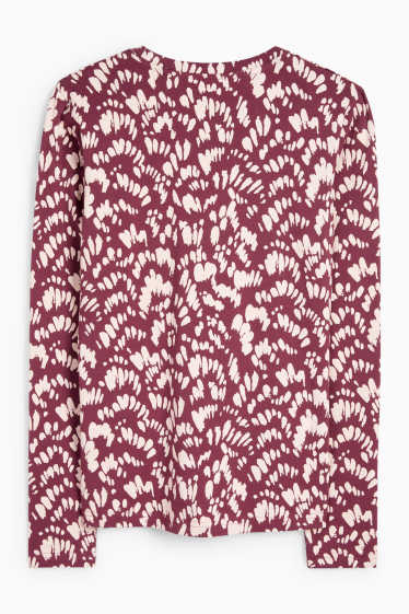 Femmes - Haut à manches longues - slim fit - à motif - rose foncé