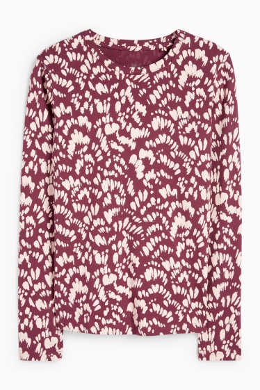 Femmes - Haut à manches longues - slim fit - à motif - rose foncé