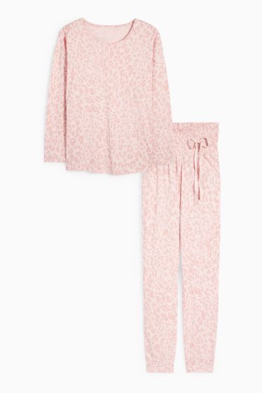 Femei - Pijama pentru alăptare - imprimeu de leopard - roz
