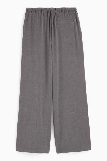 Femei - Pantaloni de stofă - talie medie - wide leg - gri închis