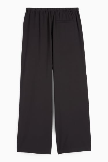 Femei - Pantaloni de stofă - talie medie - wide leg - negru