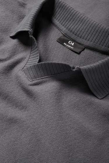 Bărbați - Tricou polo tricotat - regular fit - gri închis